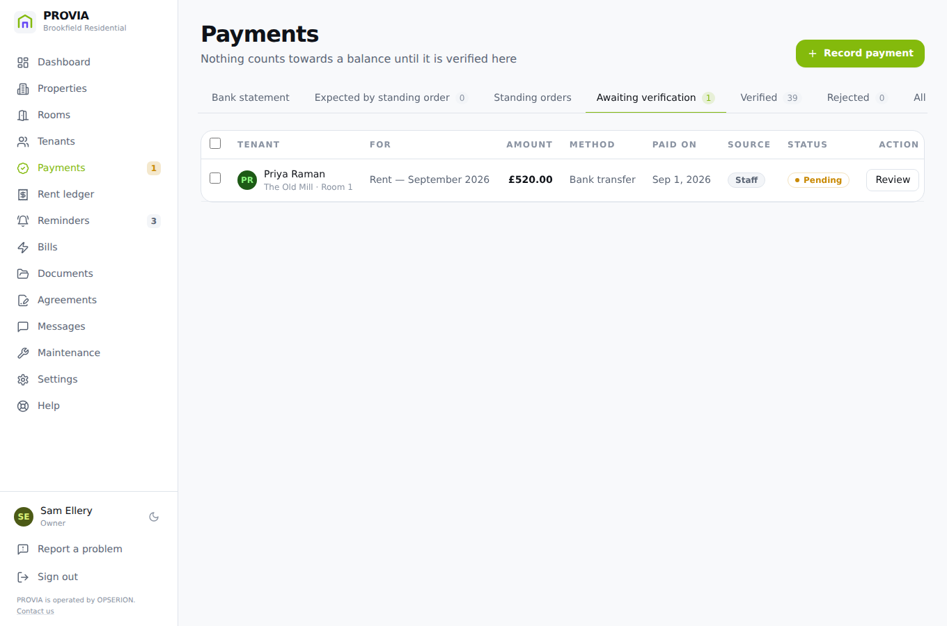 Rent verified, not assumed